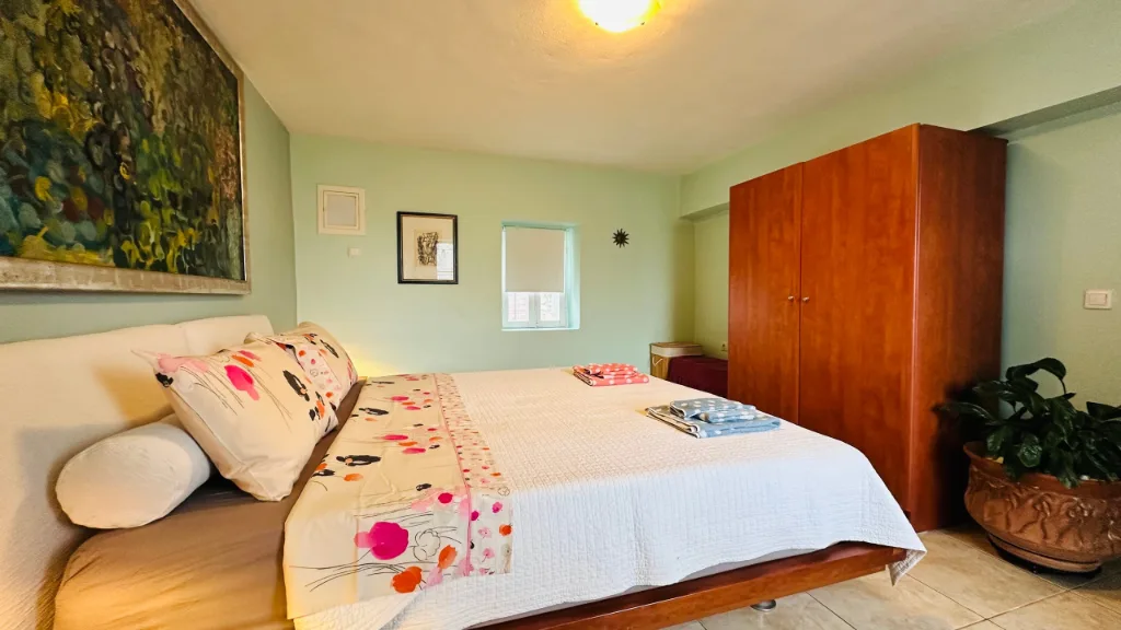 The bedroom with its king-size bed