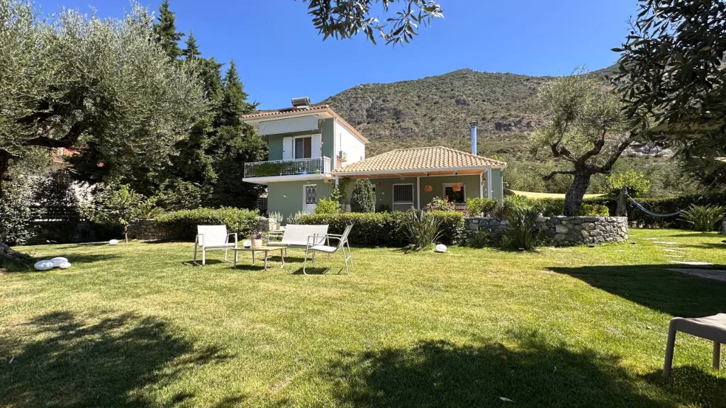 The garden and olive grove at Villa Georgia, Kalamata